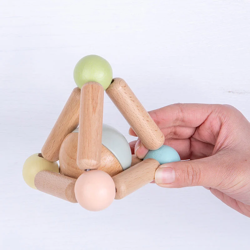 Wooden Rings Sensory Toy Baby Handbell Toy