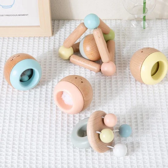 Holzringe Sensorisches Spielzeug Baby Handglocke Spielzeug