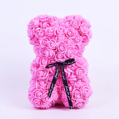 Valentinstag-Festgeschenk, handgefertigter Rosen-Teddybär aus Schaumrose