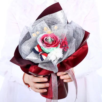 Für immer Rosenstrauß, handgefertigt, konservierte echte Rosenblüten, ewige Rosen, einzigartiges Geschenk für Frauen zu Weihnachten, Valentinstag, Geburtstag, Jahrestag, Muttertag