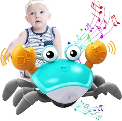 Krabbelkrabbe, Babyspielzeug, Spielzeug für den Bauch, vermeide automatisch Hindernisse, Krabbenspielzeug, Kleinkindspielzeug mit Musik und Licht, interaktives Babyspielzeug, Kleinkindspielzeug für Babys
