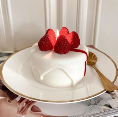 Kerzen Duft Sojawachs Doppelschicht Kuchen Aromatherapie Kerze Erdbeere Kirsche Valentinstag Geschenk Shooting Requisiten