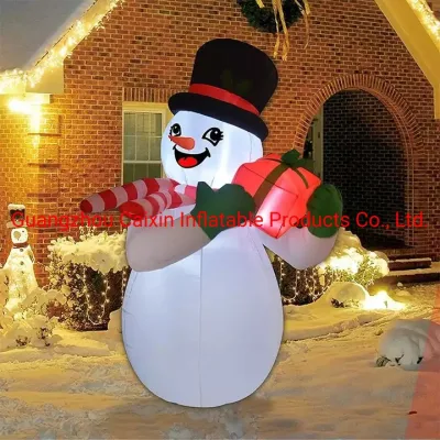 Fabrikpreis 5 Fuß hoher aufblasbarer Schneemann für Weihnachten mit aufblasbarer Geschenkbox-Dekoration